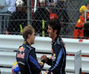 yapboz Mark Webber ve Sebastian Vettel - Red Bull - Monte-Carlo 2010 (1 ve 2 Seri)